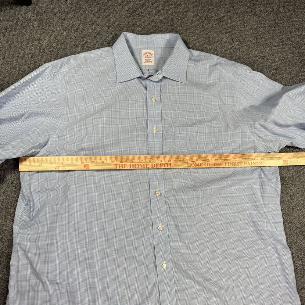 Brooks Brothers Dress Shirt Blue Patterned Supima Cotton 18 35 Madison Fit - Picture 8 of 9